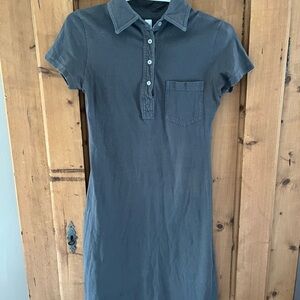 Gray Collared Button-Up Dress